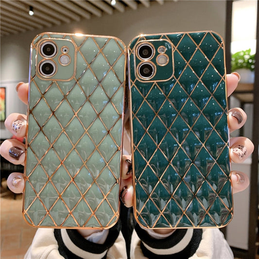 Gold Accented Diamond-Weaved Luxury iPhone Case